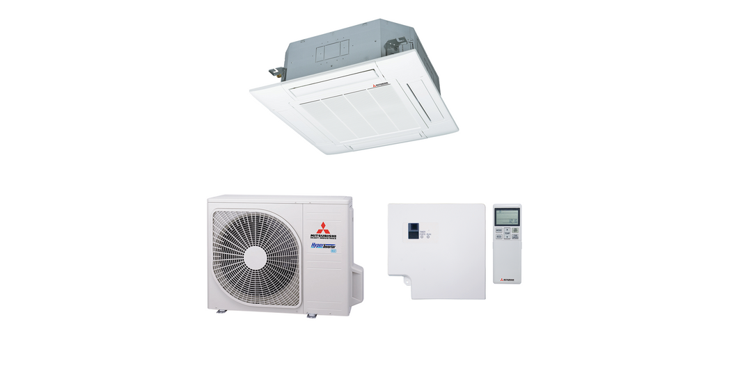 Mitsubishi Heavy Klimaanlage Geräte-Set  Außen- und Kassettengerät SRC60ZSX-W3/1x FDT60VH, inkl. Standardpaneel T-PSA-5BW-E sowie IR-Fernbedienung RCN-T-5BW-E2