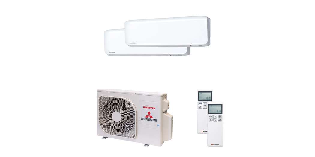 Mitsubishi Heavy Multisplit Klimaanlage Geräte-Set Außen- und Wandgerät SCM45ZS-W/2x SRK25ZS-WF