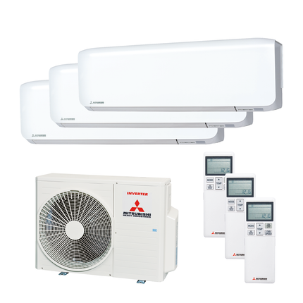 Mitsubishi Heavy Multisplit Klimaanlage Geräte-Set Außen-und Wandgerät SCM50ZS-W/2x SRK20ZS-WF und 1x SRK25ZS-WF