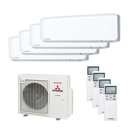 Mitsubishi Heavy Multisplit Klimaanlage Geräte-Set Außen- und Wandgerät SCM71ZS-W/3x SRK25ZS-WF, 1x SRK20ZS-WF