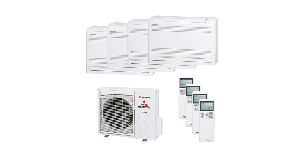 Mitsubishi Heavy Multisplit-Klimaanlage Geräte-Set Außen- und Truhengerät SCM80ZS-W/3x SRF25ZS-W und SRF35ZS-W