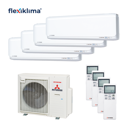 Mitsubishi Heavy Multisplit Klimaanlage Geräte-Set Außen- und Wandgerät SCM80ZS-W/2x SRK20ZS-WF, 1x SRK25ZS-WF und 1x SRK50ZS-WF