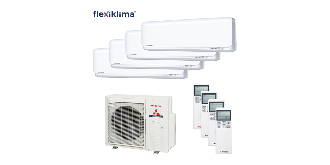 Mitsubishi Heavy Multisplit Klimaanlage Geräte-Set Außen- und Wandgerät SCM80ZS-W/2x SRK20ZS-WF, 1x SRK25ZS-WF und 1x SRK50ZS-WF
