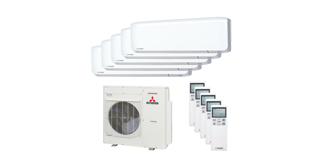 Mitsubishi Heavy Multisplit Klimaanlage Geräte-Set Außen- und Wandgerät SCM100ZS-W/5x SRK25ZS-WF