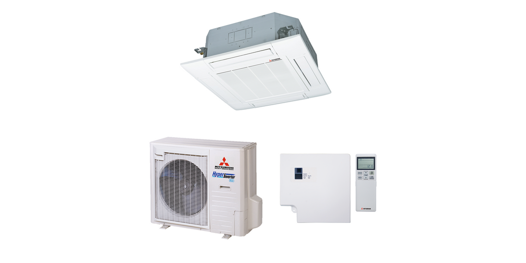 Mitsubishi Heavy Klimaanlage Geräte-Set  Außen- und Kassettengerät FDC71VNX-W/1x FDT71VH, inkl. Standardpaneel T-PSA-5BW-E sowie IR-Fernbedienung RCN-T-5BW-E2